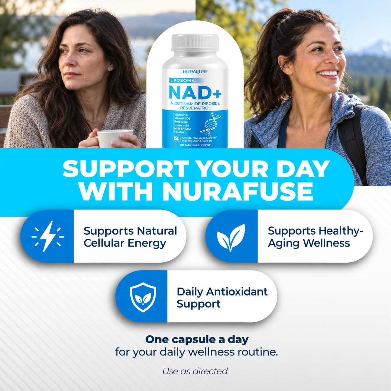NURAFUSE Liposomal NAD+ with NR & Trans-Resveratrol