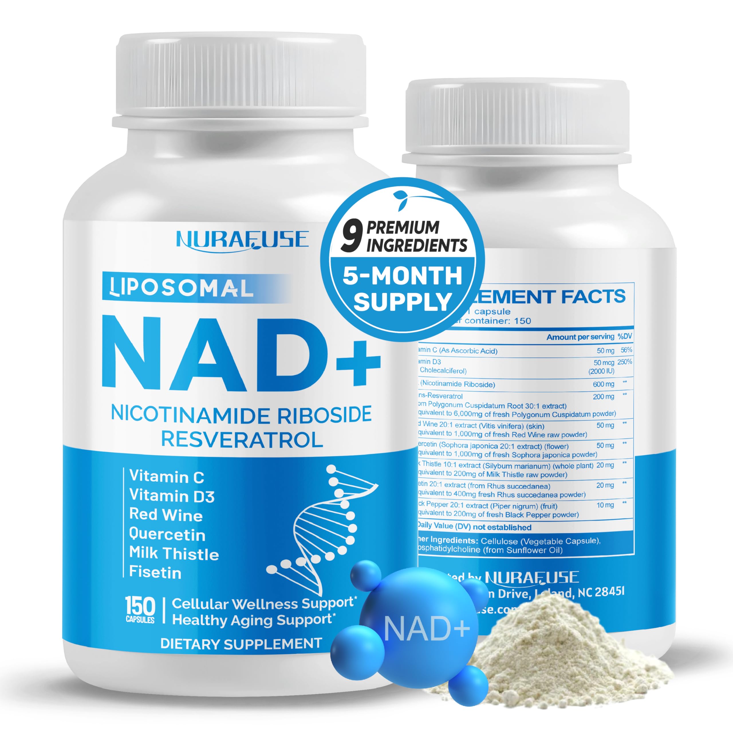 NURAFUSE Liposomal NAD+ with NR & Trans-Resveratrol